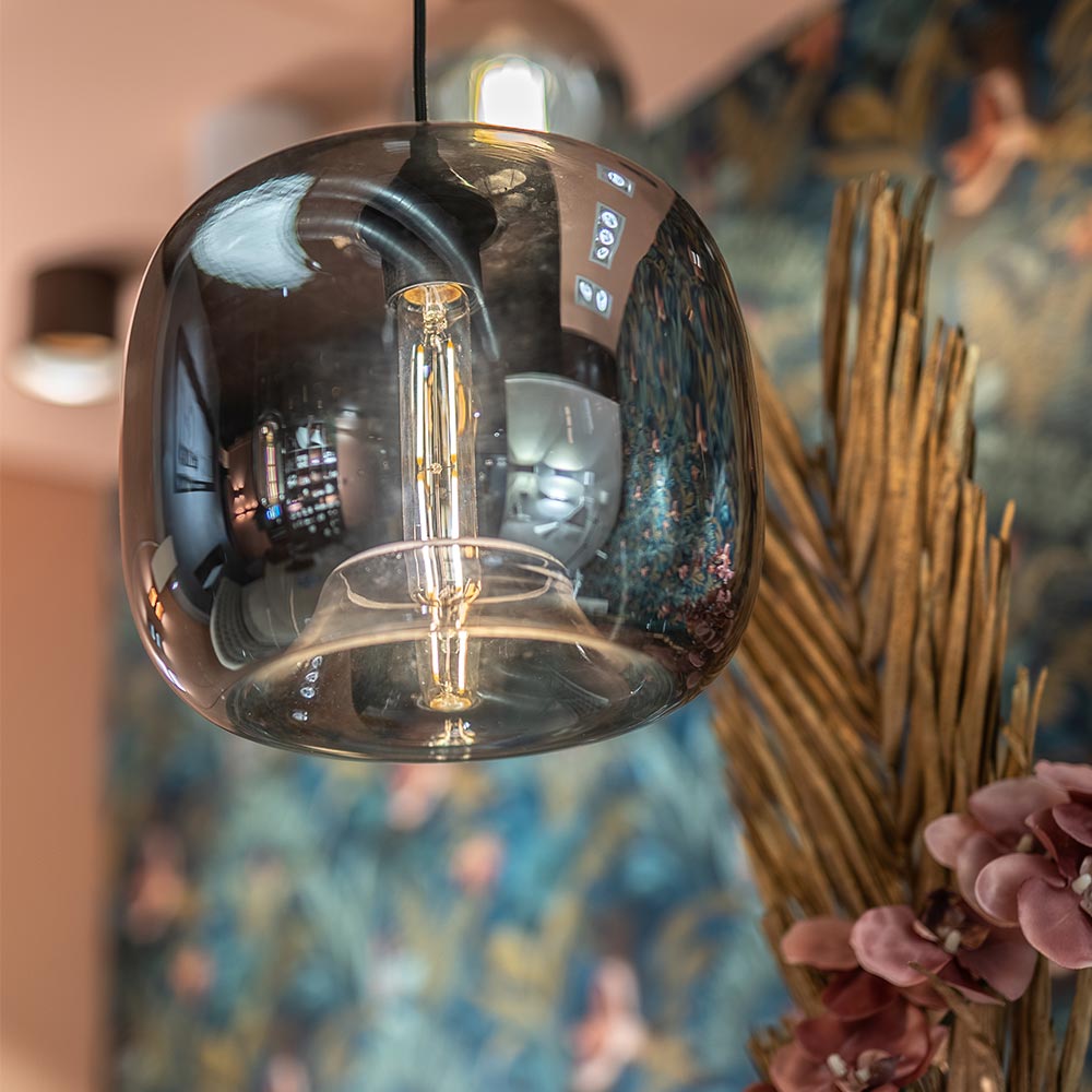 Hanglamp Preston - Artdelight - Amber glas